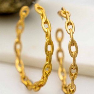 Chunky Oval Chain Link Hoop Earrings